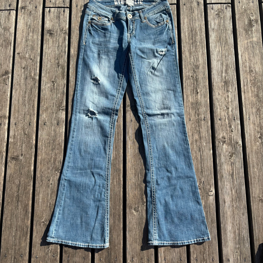 Süße Y2K Lowwaist Bootcut Jeans mit tollen Backprint XS-S /women 00s 90s vintage baddie S73
