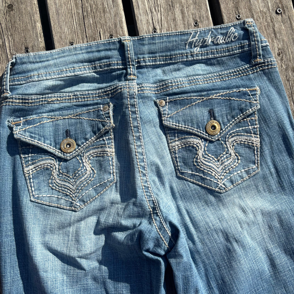 Süße Y2K Lowwaist Bootcut Jeans mit tollen Backprint XS-S /women 00s 90s vintage baddie S73
