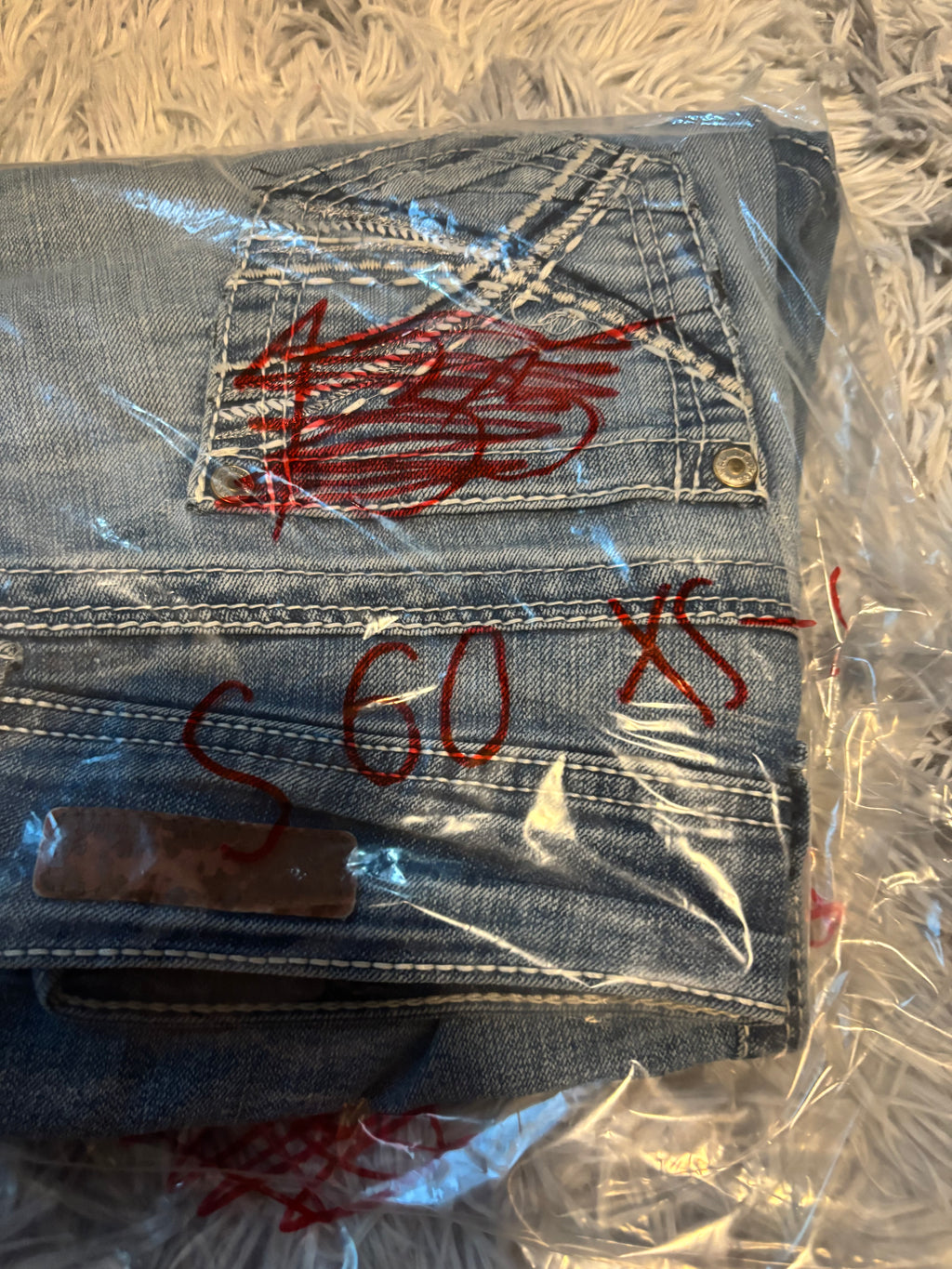 Süße Y2K Lowwaist Bootcut Jeans mit tollen Backprint /women 00s 90s vintage baddie (XS) S60