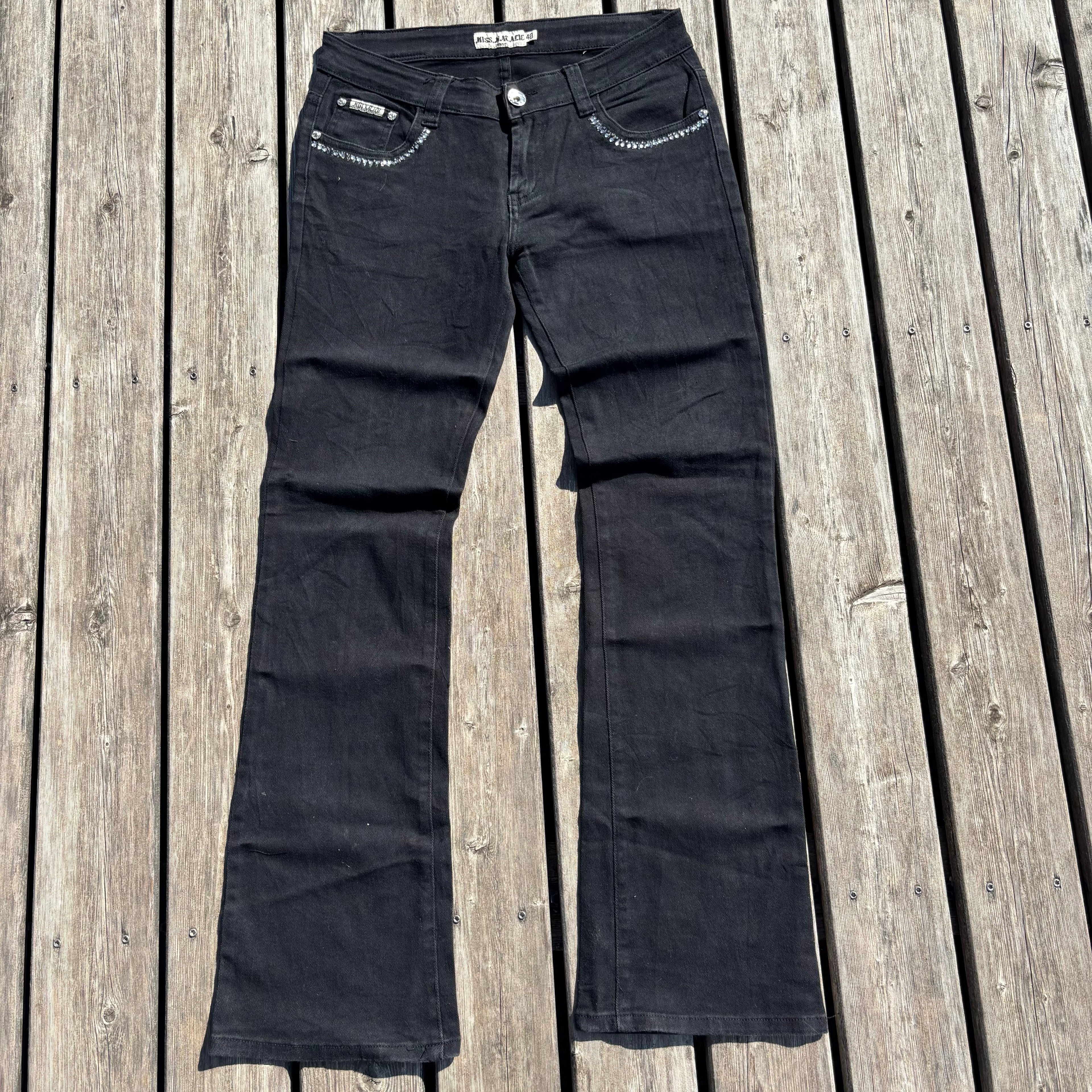 Süße Y2K Jeans mit backprint /schwarze women 00s 90s vintage baddie(M) S40