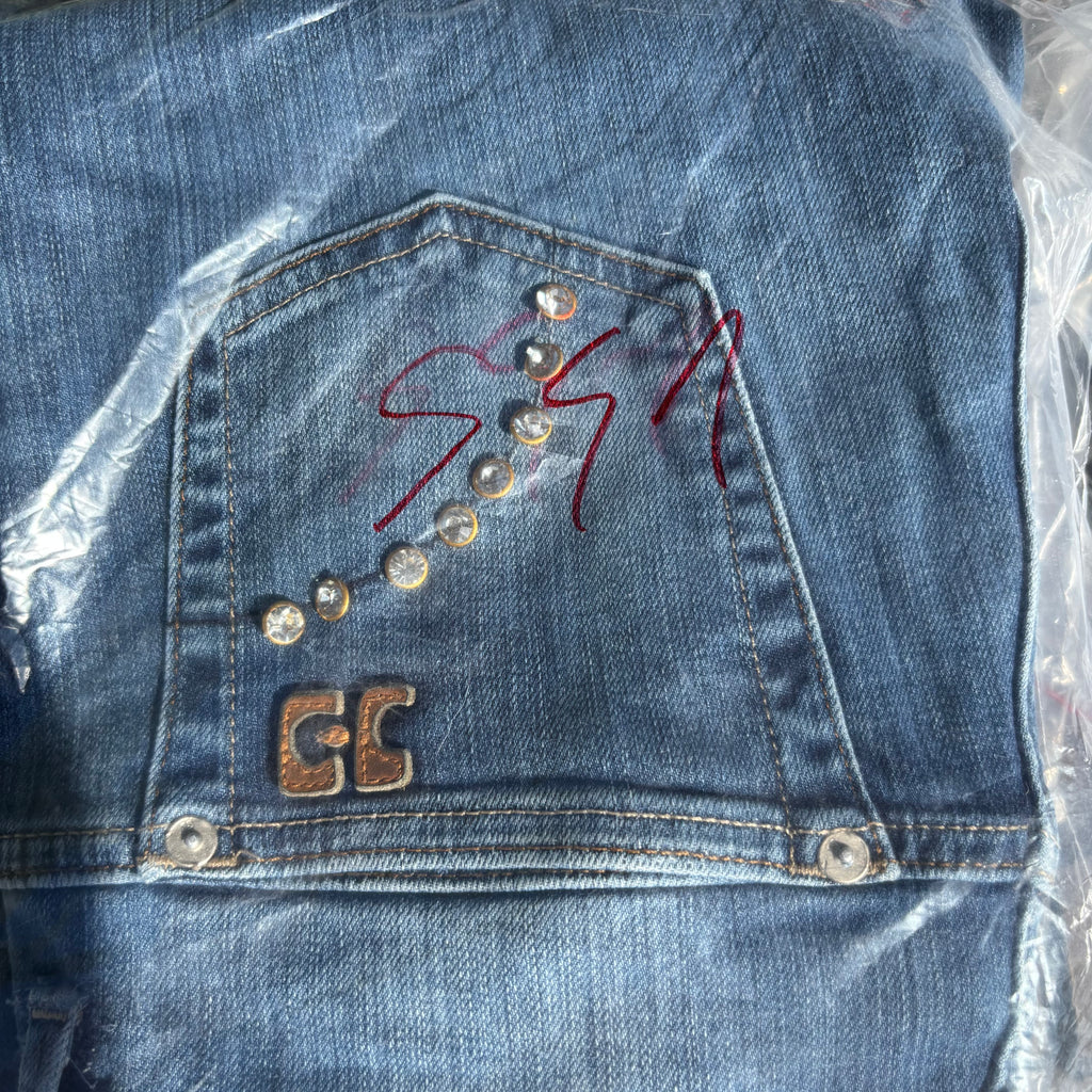 Süße Y2K Jeans mit backprint /streetwear women 00s 90s vintage baddie (XS-S) S41
