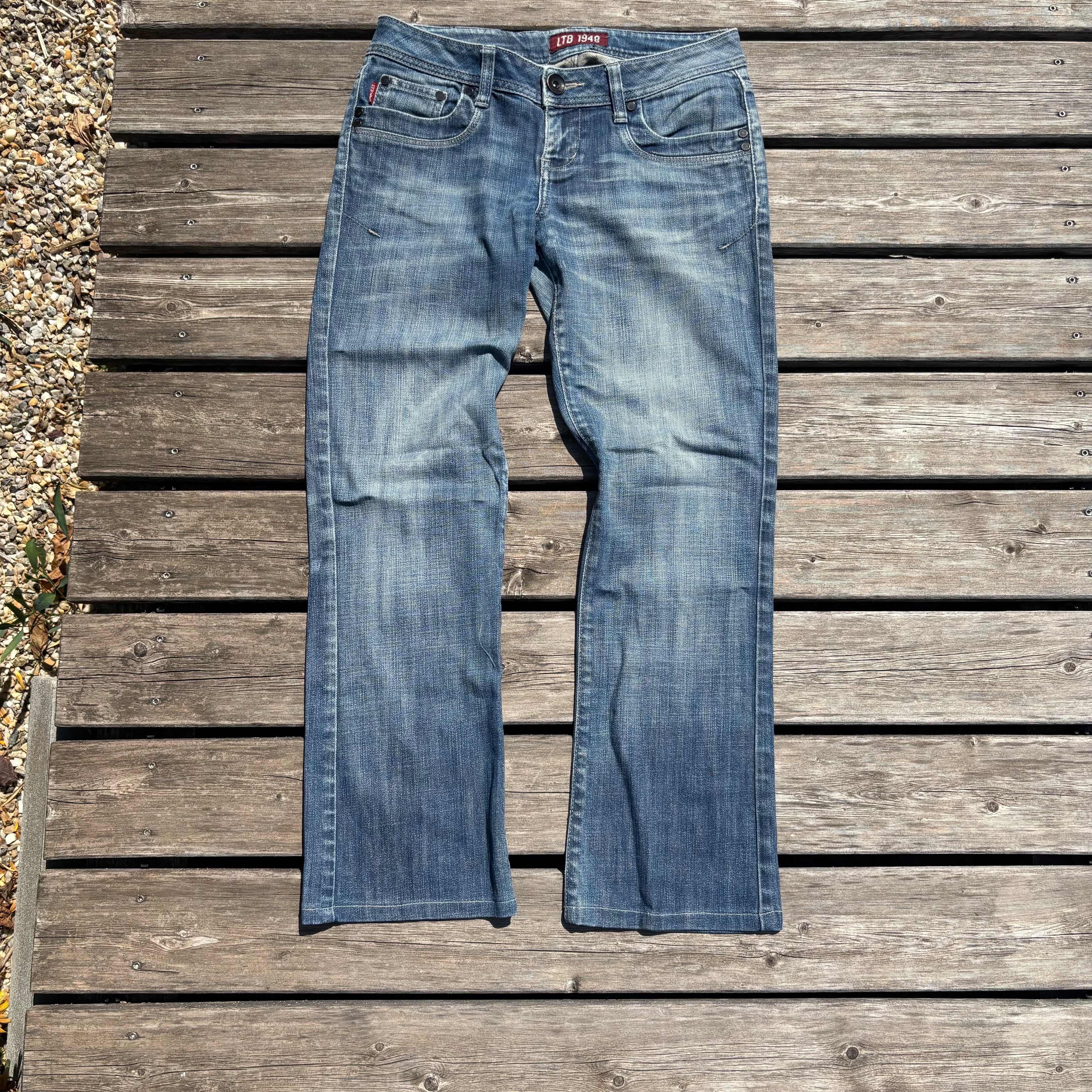 Süße Y2K Lowwaist Bootcut Jeans mit tollen Backprint /women 00s 90s vintage baddie (S97) S-M