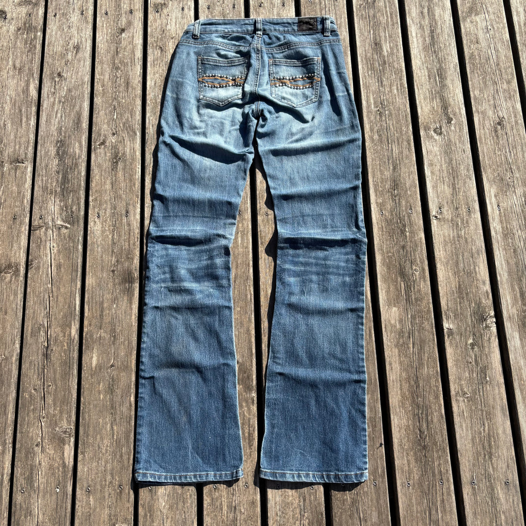 Süße Y2K Lowwaist Bootcut Jeans mit tollen Backprint /women 00s 90s vintage baddie (XXS-XS) S62