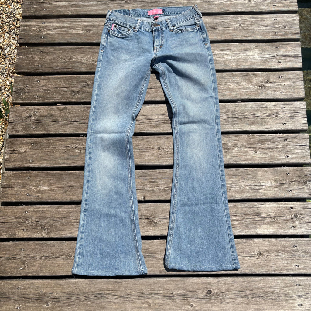 Süße Y2K Lowwaist Bootcut Jeans mit tollen Backprint /women 00s 90s vintage baddie (S98) XS