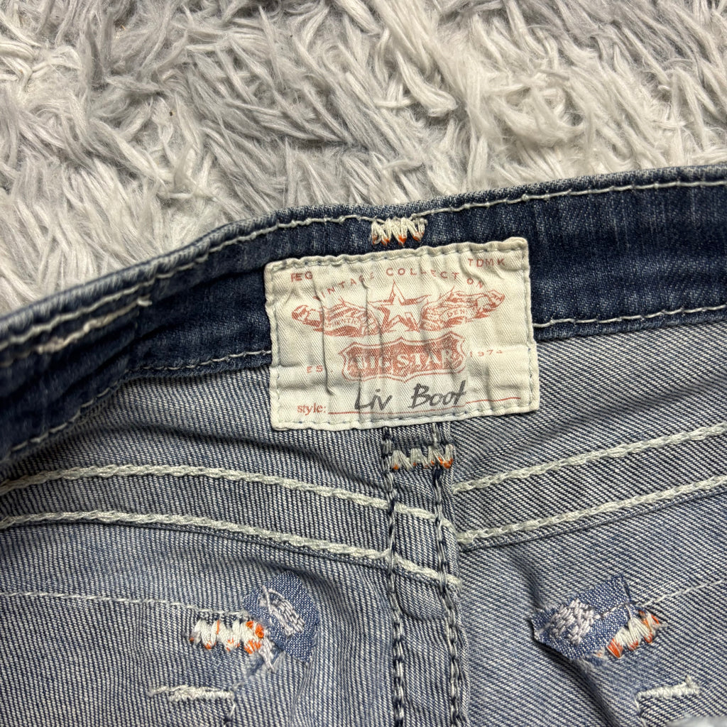 Süße Y2K Bootcut Lowwaist Jeans mit Backprint /women 90s 00s style vintage M S11