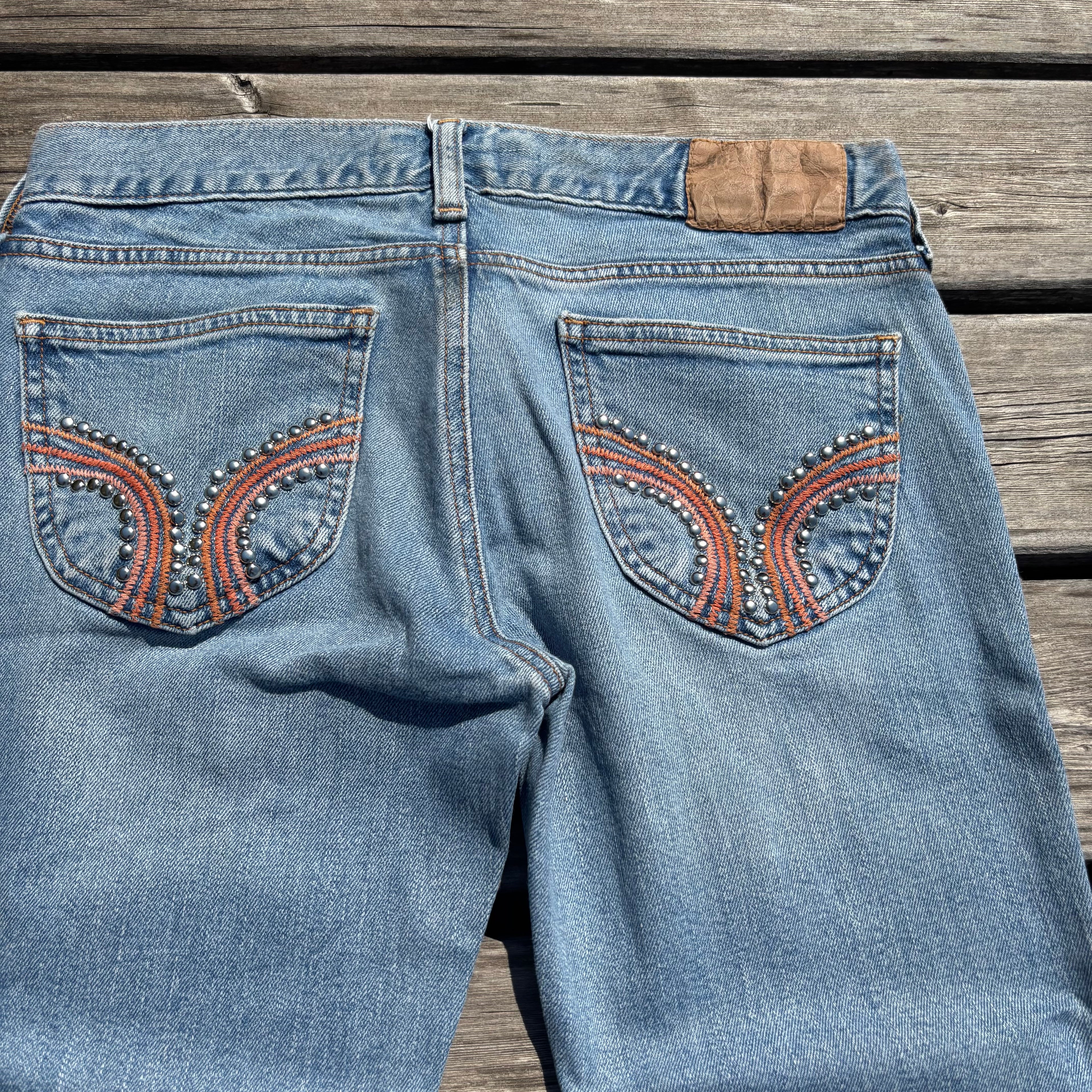 Süße Y2K Lowwaist Bootcut Jeans mit tollen Backprint /women 00s 90s vintage baddie (S98) XS