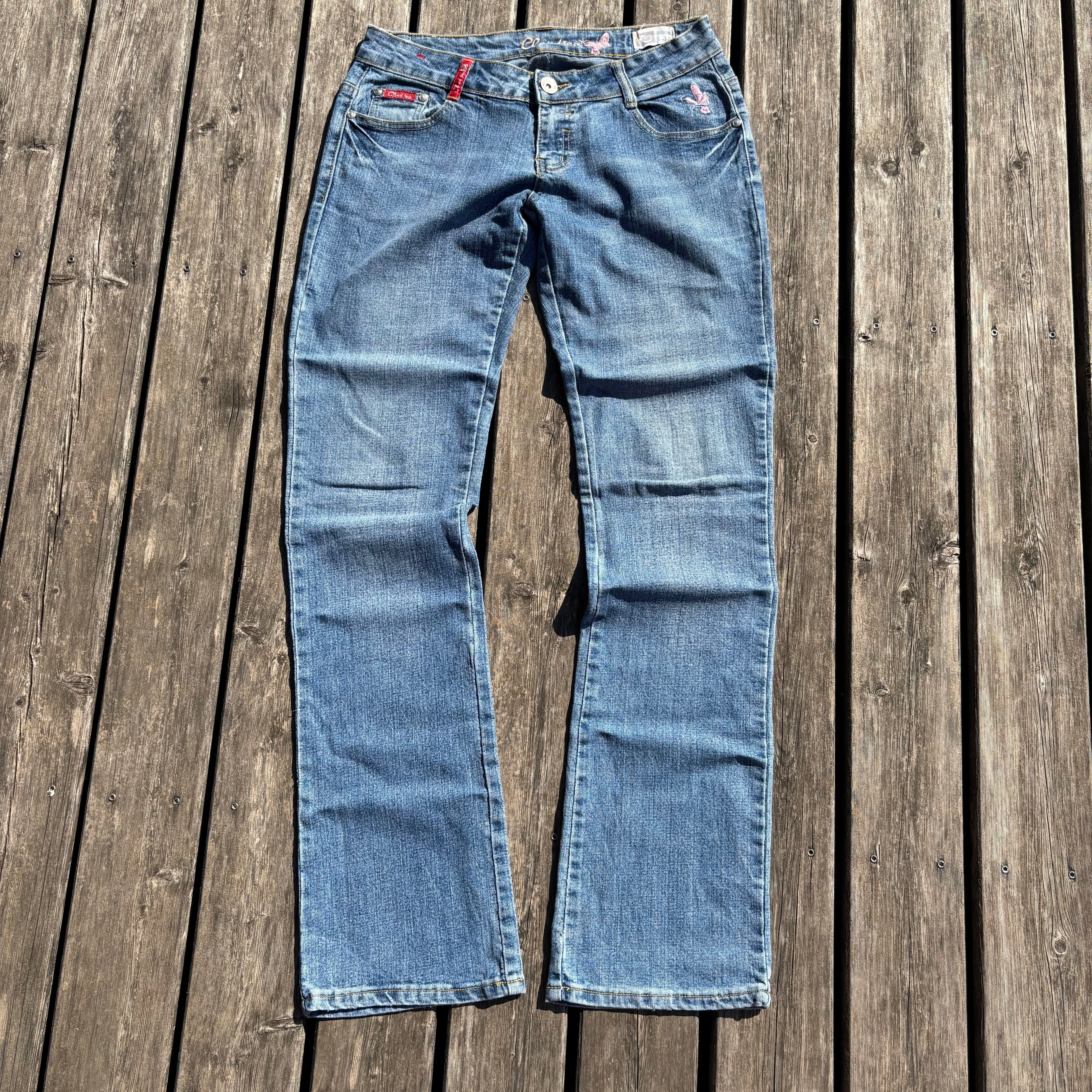 Süße Y2K Lowwaist Bootcut Jeans mit tollen Backprint /women 00s 90s vintage baddie (S-M) S58