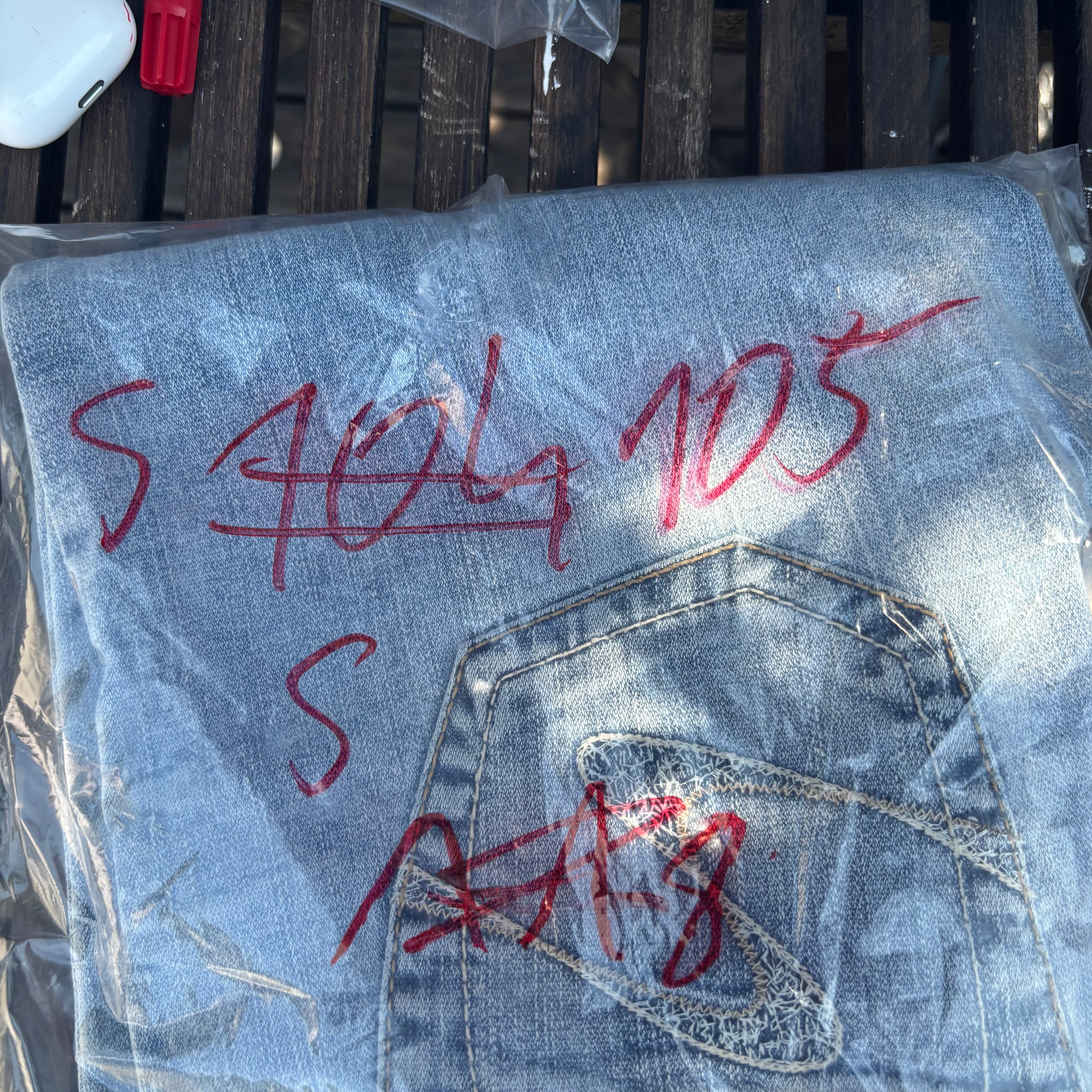 Süße Y2K Lowwaist Bootcut Jeans mit tollen Backprint /women 00s 90s vintage baddie 105 (S)