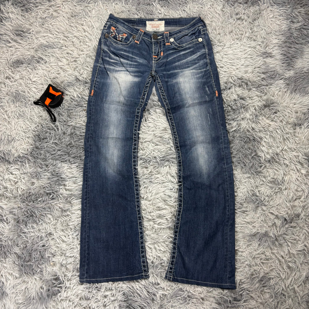 Süße Y2K Bootcut Lowwaist Jeans mit Backprint /women 90s 00s style vintage M S11