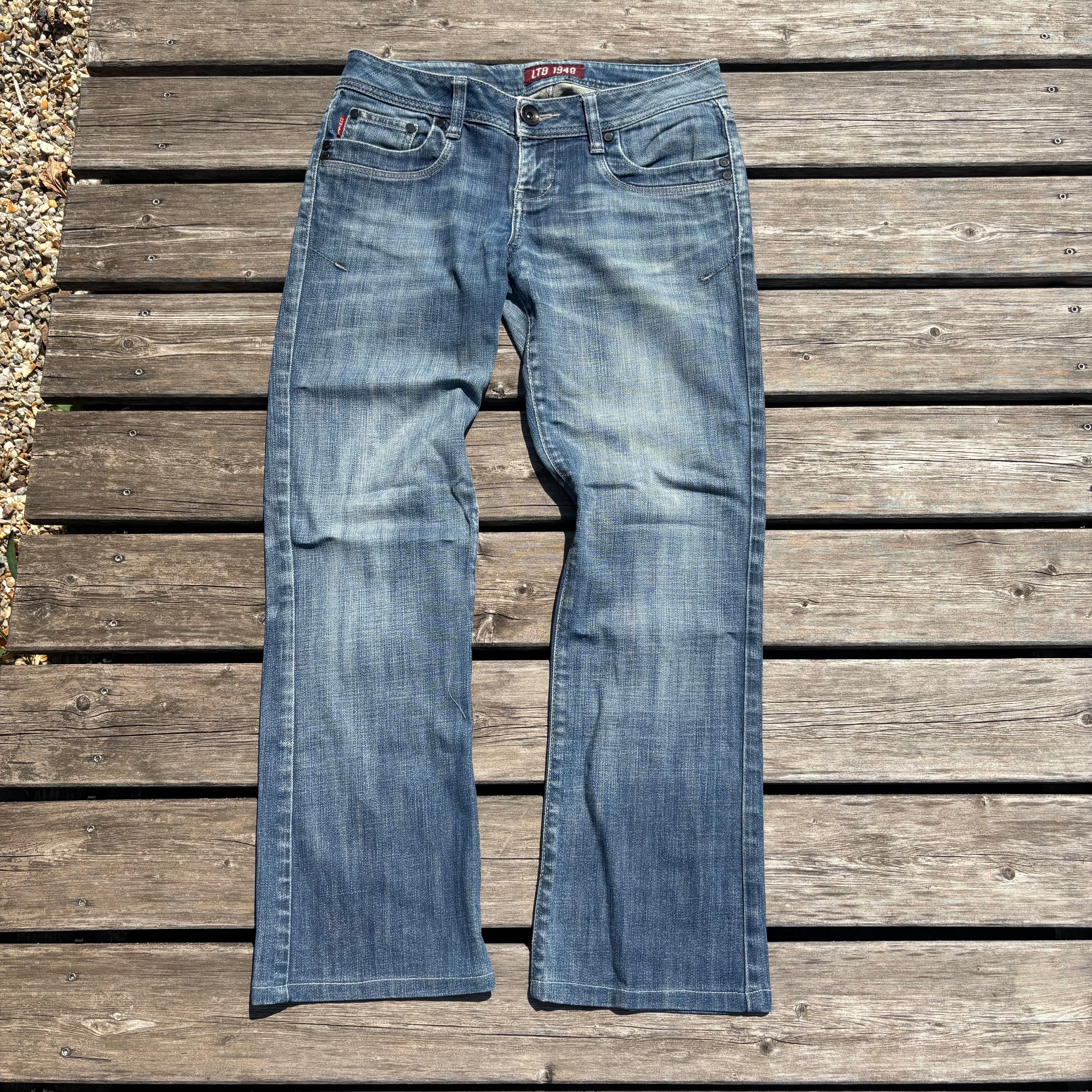 Süße Y2K Lowwaist Bootcut Jeans mit tollen Backprint /women 00s 90s vintage baddie (S97) S-M