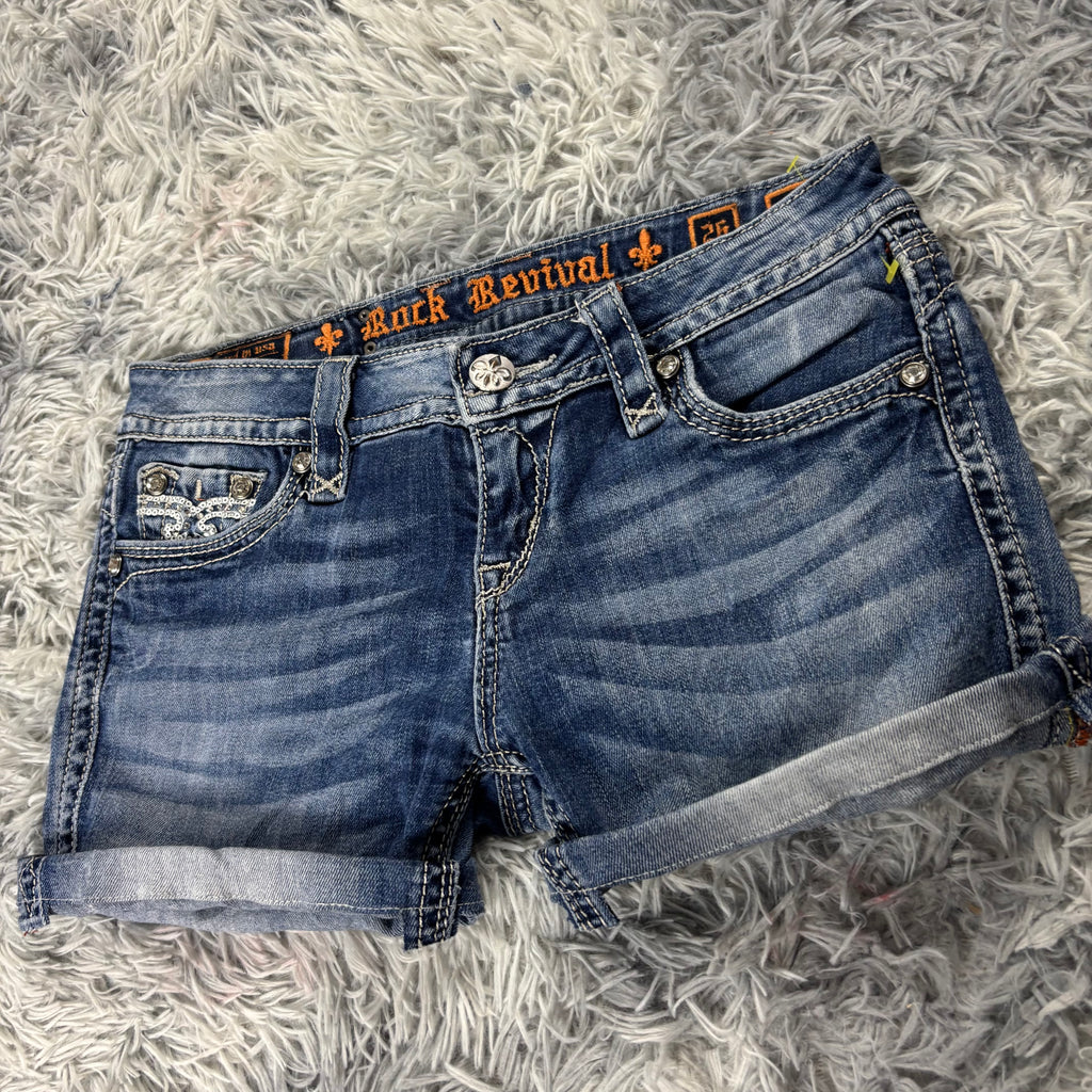 Rock Revival Shorts / Hotpants für Frauen mit Backprint 00s 90s vintage baddie (S-M) S29