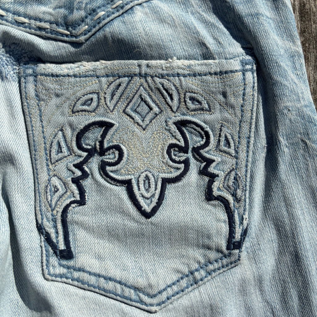 Süße Y2K Lowwaist Bootcut Jeans mit tollen Backprint /women 00s 90s vintage baddie (S-M) S59