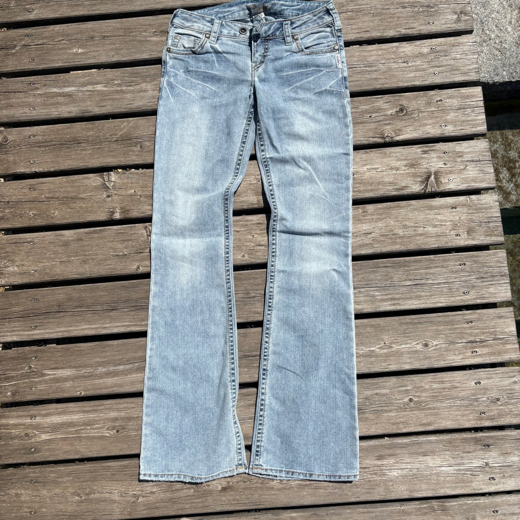 Süße Y2K Lowwaist Bootcut Jeans mit tollen Backprint /women 00s 90s vintage baddie 105 (S)