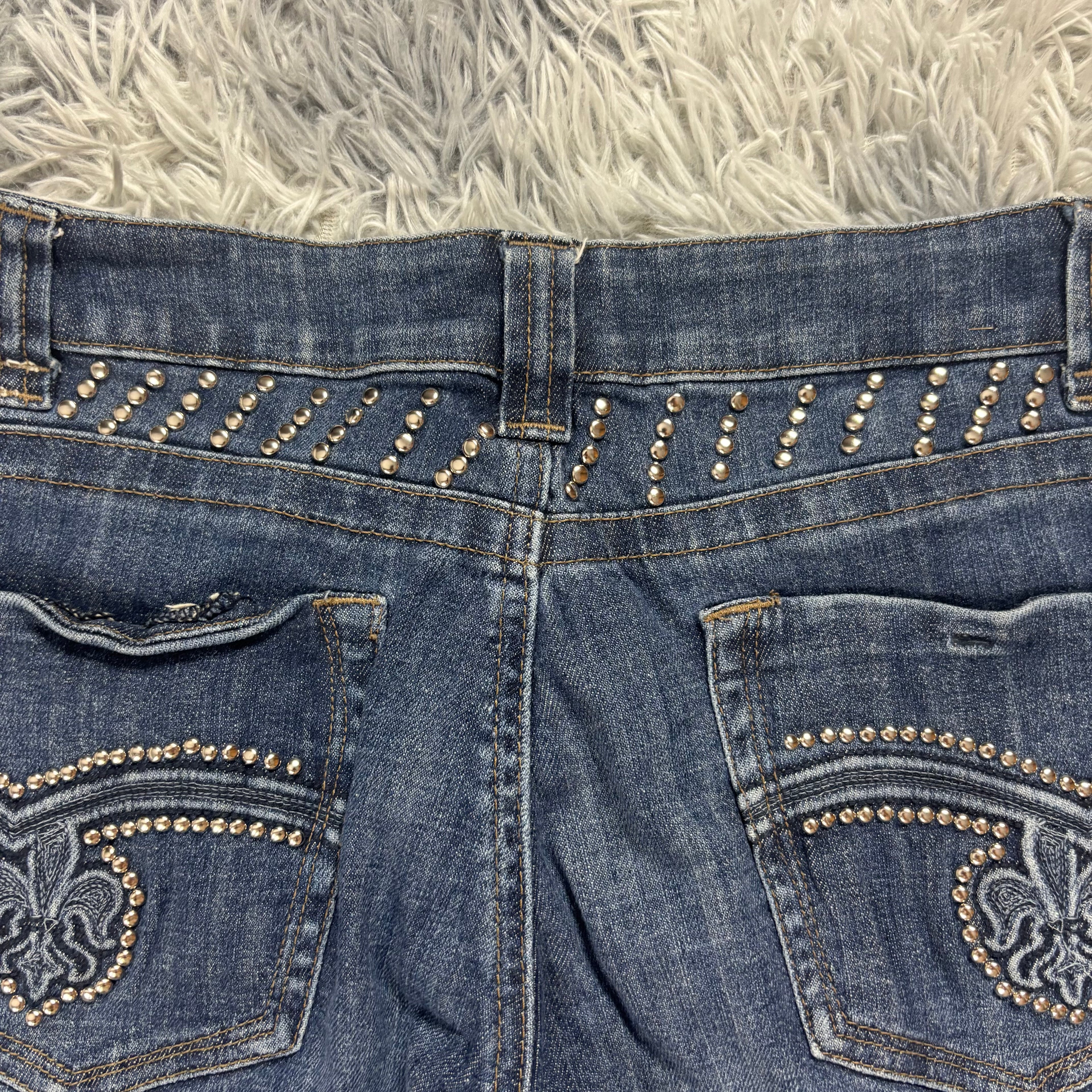 Süße Y2K Bootcut-Straight Jeans mit tollen Backprint /women lowwaist 00s 90s S11 XS