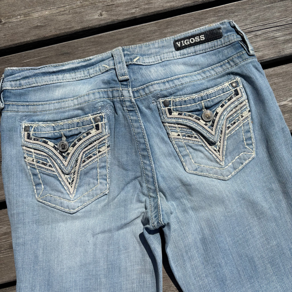 Süße Y2K Lowwaist Bootcut Jeans mit tollen Backprint /women 00s 90s vintage baddie (M) S103