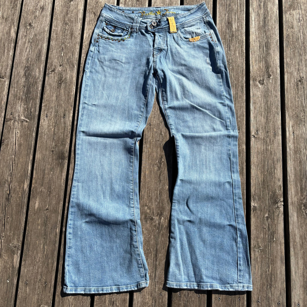 Süße Y2K Lowwaist Bootcut Jeans mit tollen Backprint /women 00s 90s vintage baddie(S-M) S61