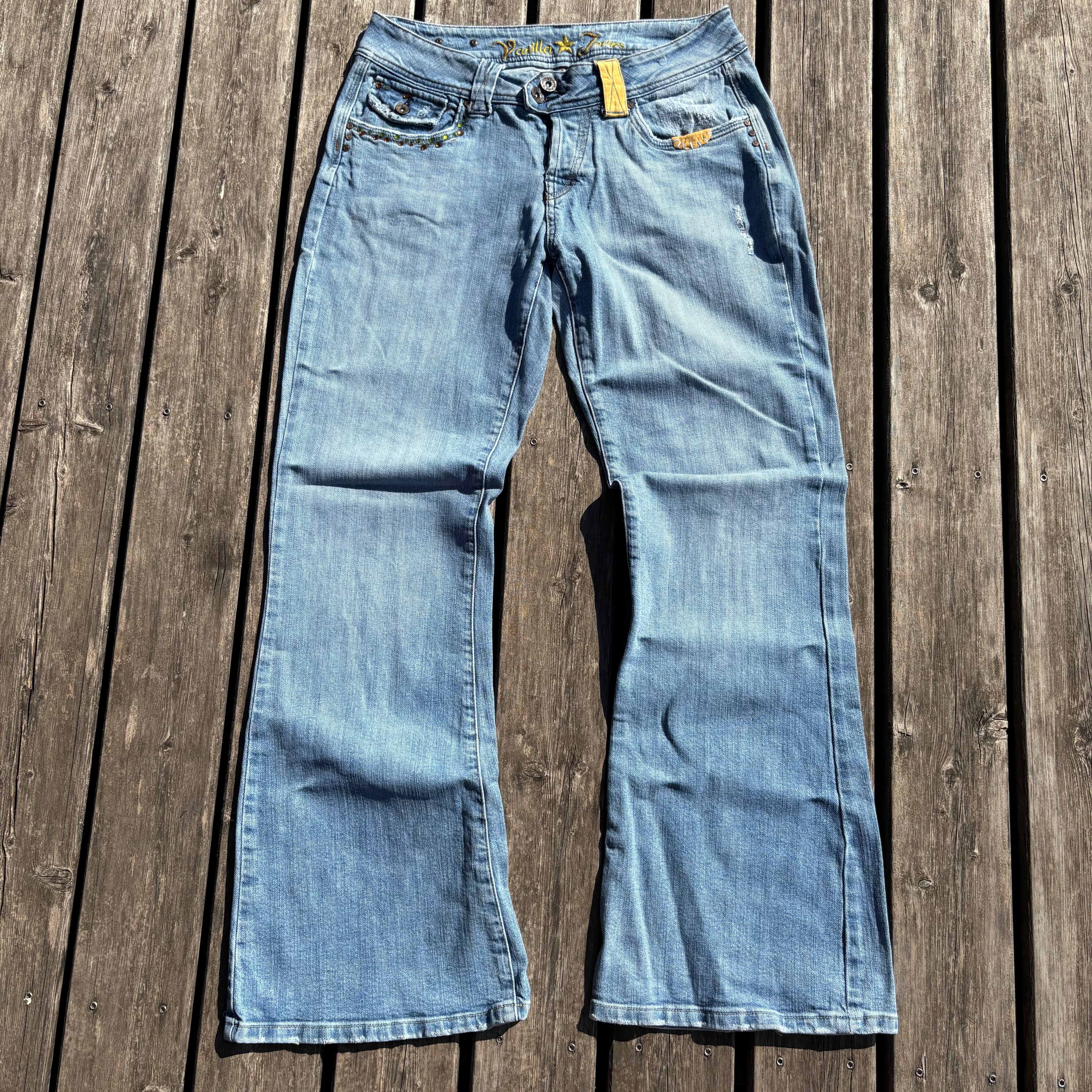 Süße Y2K Lowwaist Bootcut Jeans mit tollen Backprint /women 00s 90s vintage baddie(S-M) S61