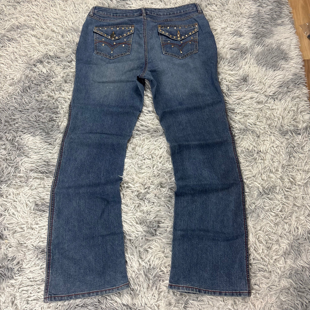 Y2K Lowwaist Bootcut Jeans mit Backprint /women 90s 00s vintage baddie (XL) S24