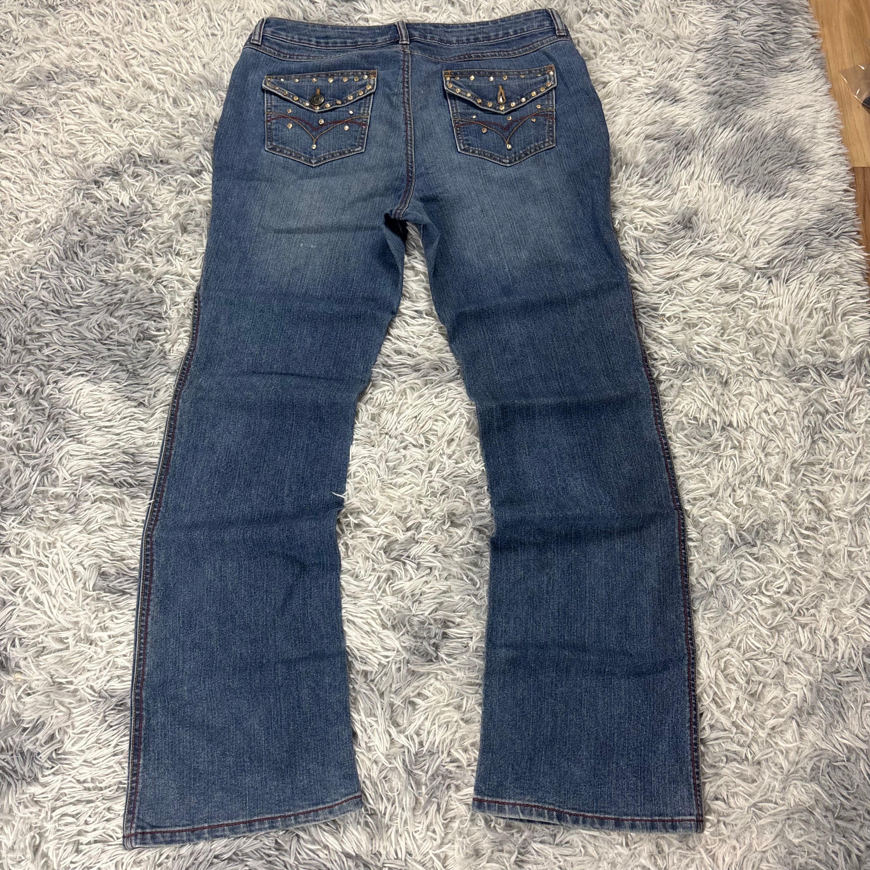 Y2K Lowwaist Bootcut Jeans mit Backprint /women 90s 00s vintage baddie (XL) S24