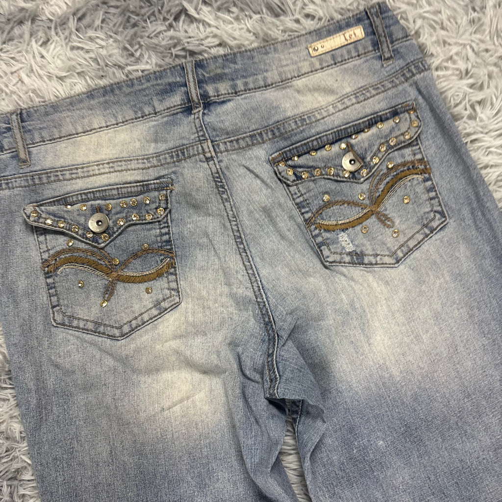 Süße Y2K Lowwaist Bootcut Jeans mit tollen Backprint /90s 00s baddie vintage (L-XL) S19