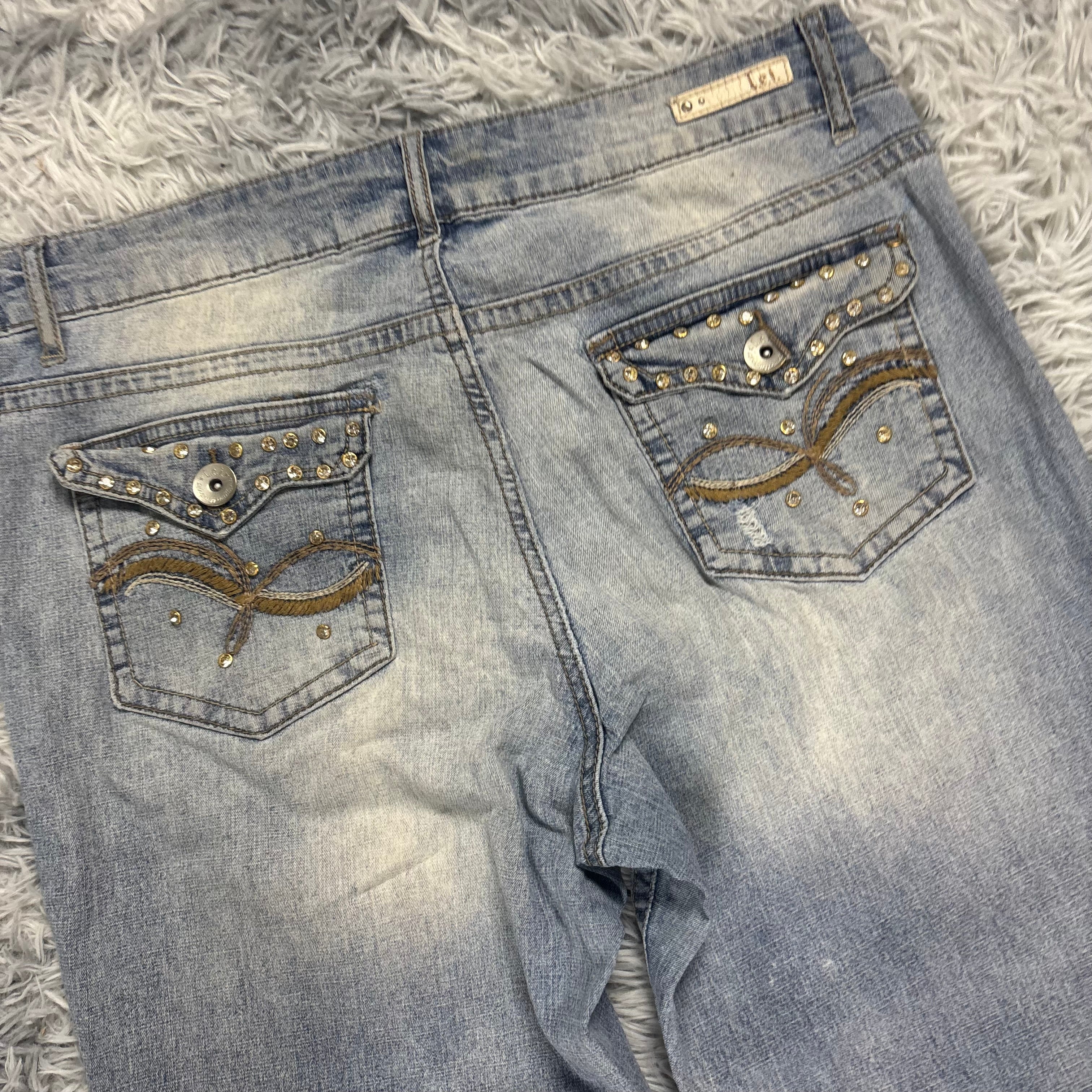 Süße Y2K Lowwaist Bootcut Jeans mit tollen Backprint /90s 00s baddie vintage (L-XL) S19