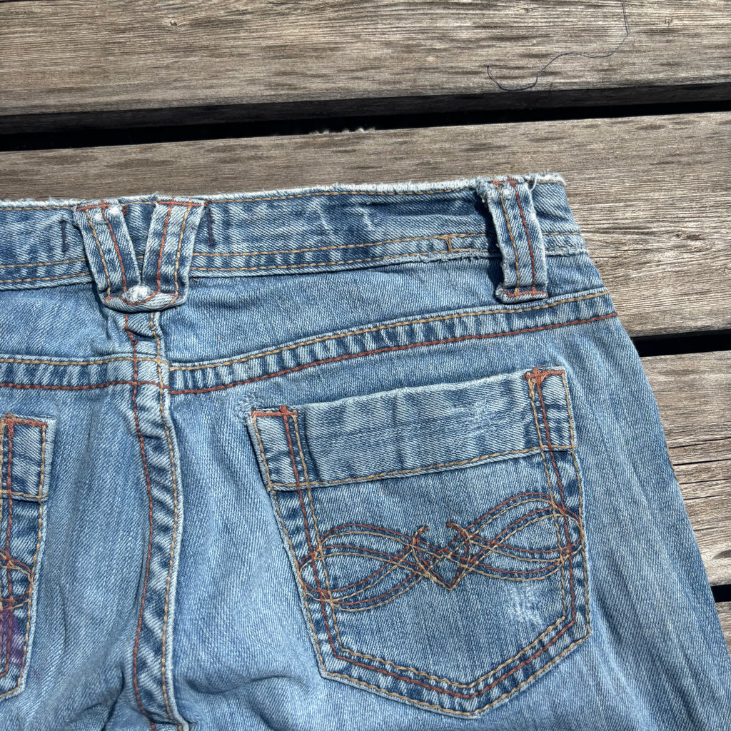 Süße Y2K Lowwaist Bootcut Jeans mit tollen Backprint /women 00s 90s vintage baddie (S) 104
