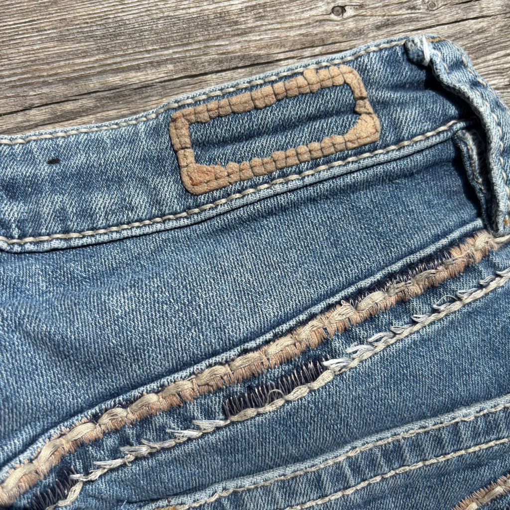 Süße Y2K Lowwaist Bootcut Jeans mit tollen Backprint /women 00s 90s vintage baddie (XXXS) S101