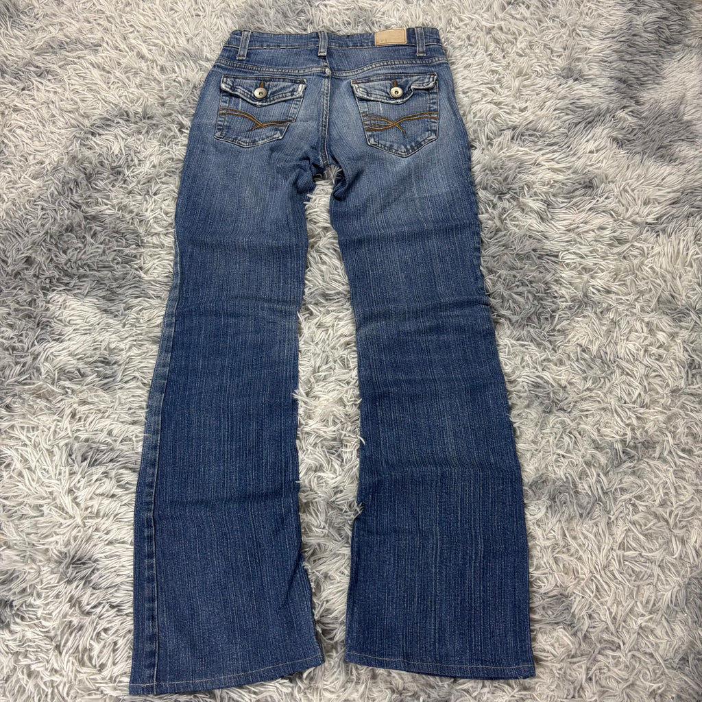 Y2K Lowwaist Bootcut Jeans mit Backprint /women 90s 00s vintage baddie (XXS-XS) S25