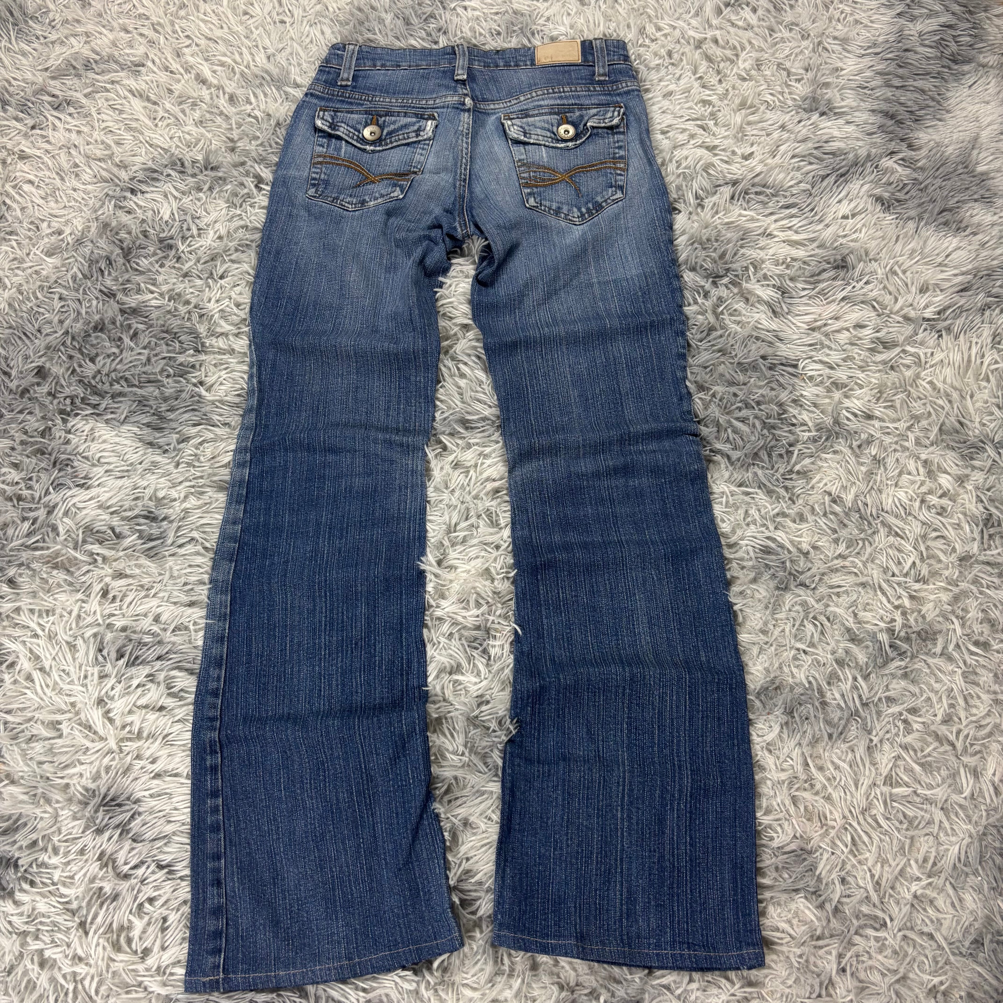 Y2K Lowwaist Bootcut Jeans mit Backprint /women 90s 00s vintage baddie (XXS-XS) S25