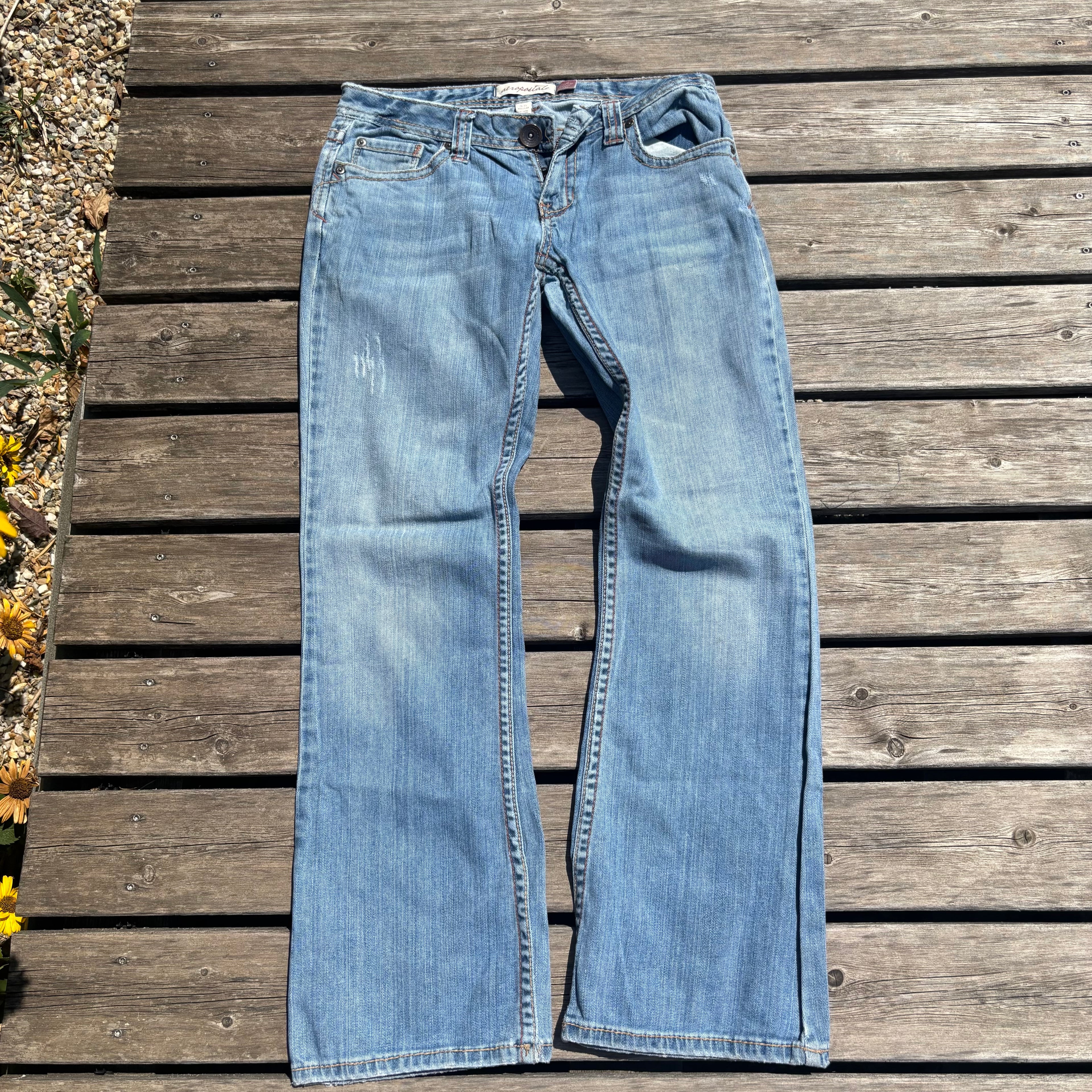 Süße Y2K Lowwaist Bootcut Jeans mit tollen Backprint /women 00s 90s vintage baddie (S) 104
