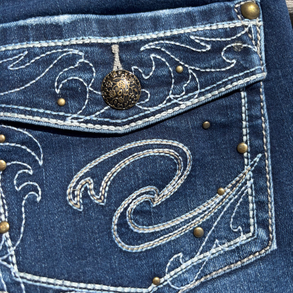 Süße Y2K Lowwaist Bootcut Jeans mit tollen Backprint /women 00s 90s vintage baddie (XL) S99