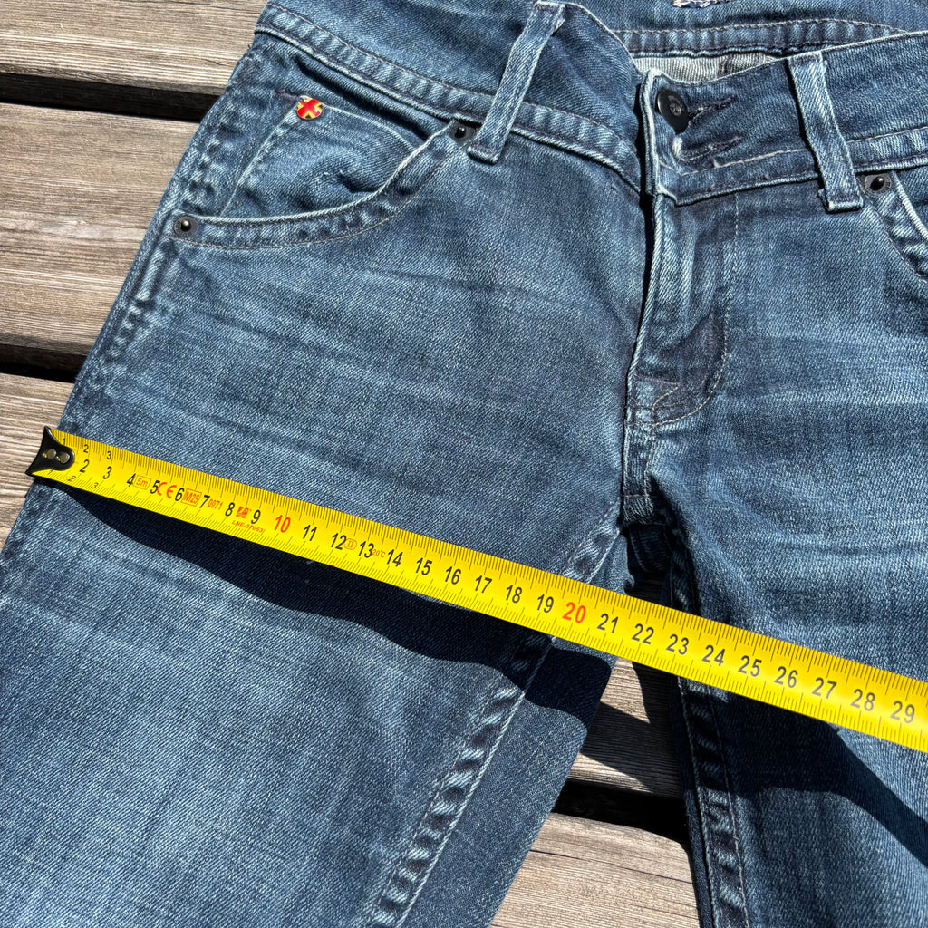 Süße Y2K Lowwaist Bootcut Jeans mit tollen Backprint /women 00s 90s vintage baddie (XXS) S102