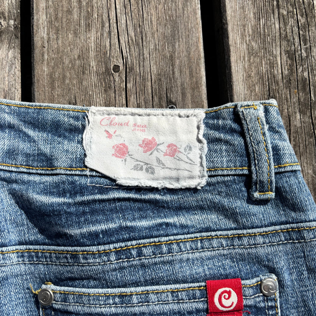 Süße Y2K Lowwaist Bootcut Jeans mit tollen Backprint /women 00s 90s vintage baddie (S-M) S58