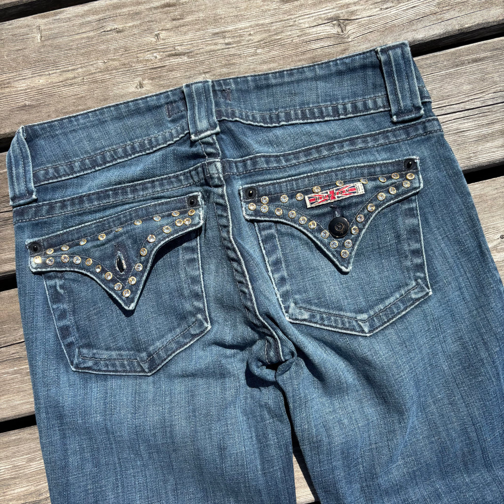 Süße Y2K Lowwaist Bootcut Jeans mit tollen Backprint /women 00s 90s vintage baddie (XXS) S102