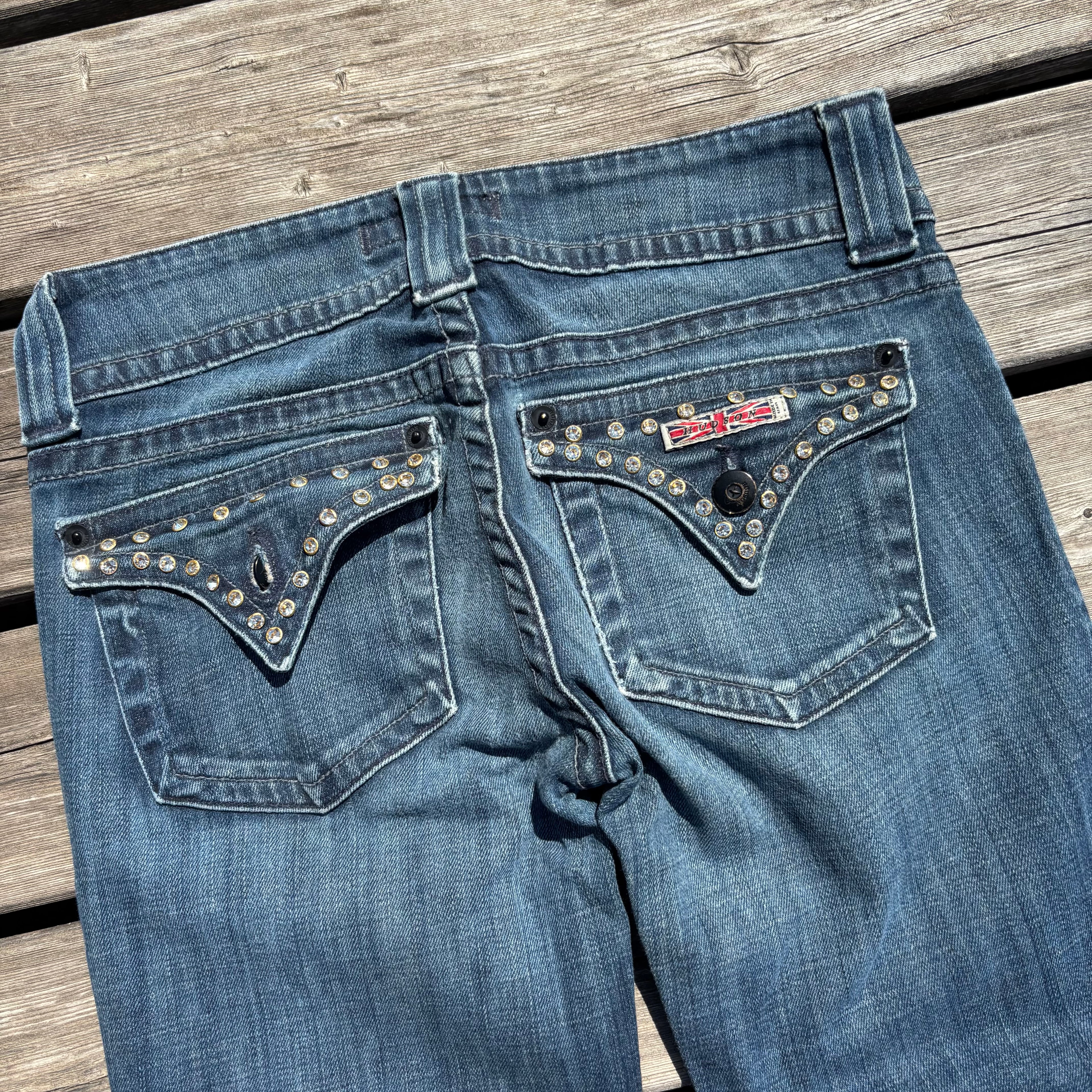 Süße Y2K Lowwaist Bootcut Jeans mit tollen Backprint /women 00s 90s vintage baddie (XXS) S102