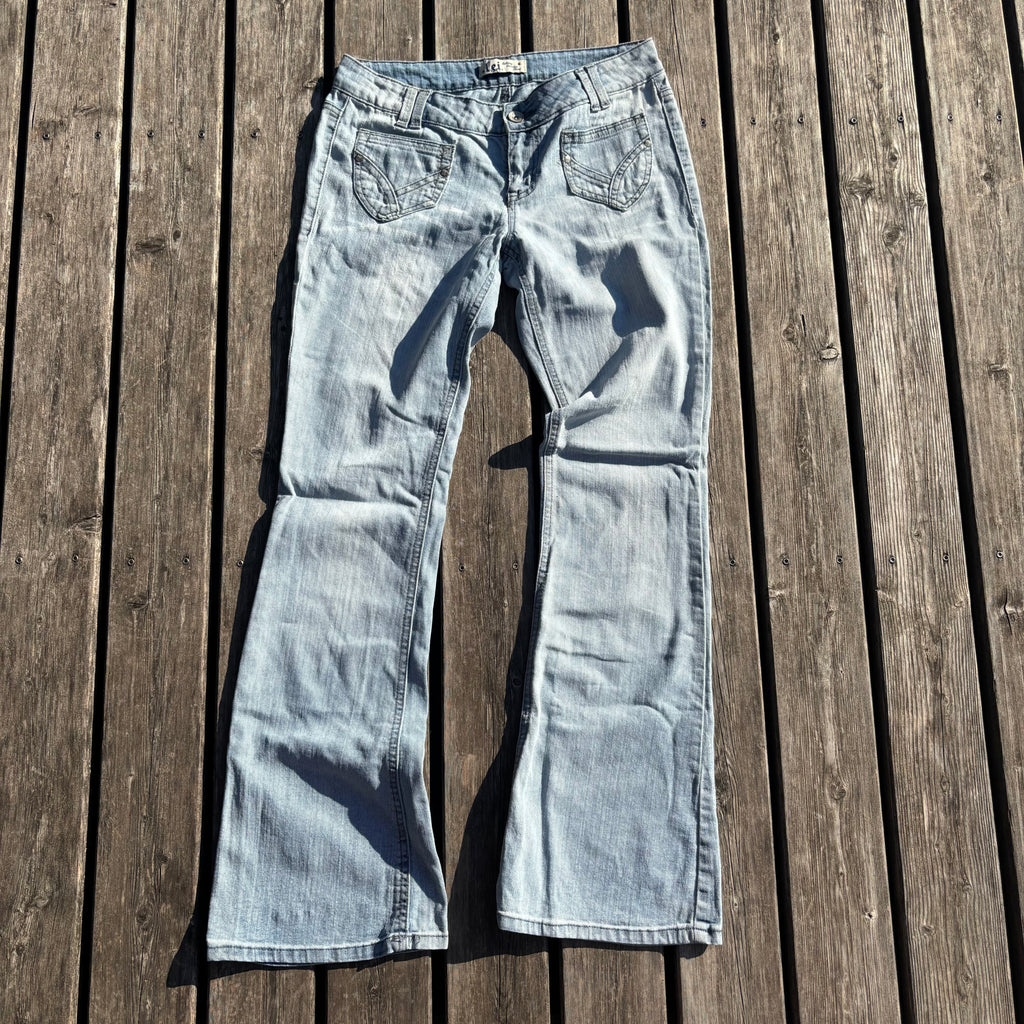 Süße Y2K Lowwaist Bootcut Jeans mit tollen Backprint /women 00s 90s vintage baddie(M) S76