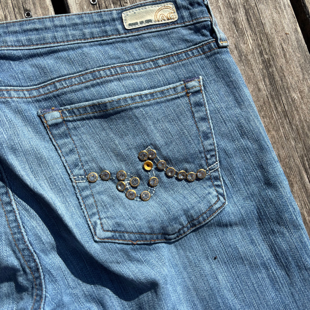 Süße Y2K Lowwaist Bootcut Jeans mit Backprint /women 00s 90s vintage baddie (L-XL) S42