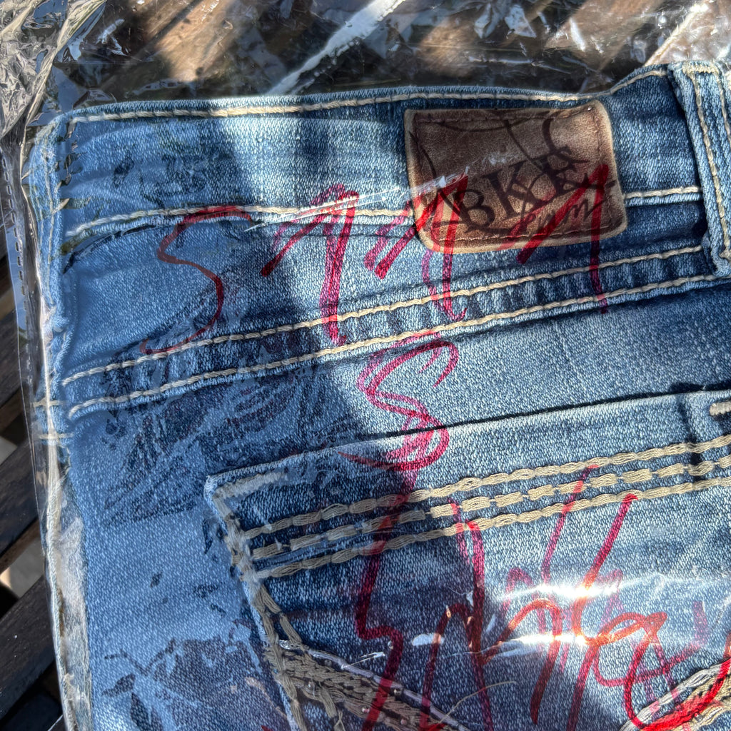 Süße Y2K Lowwaist Bootcut Jeans mit tollen Backprint /women 00s 90s vintage baddie (S) S111