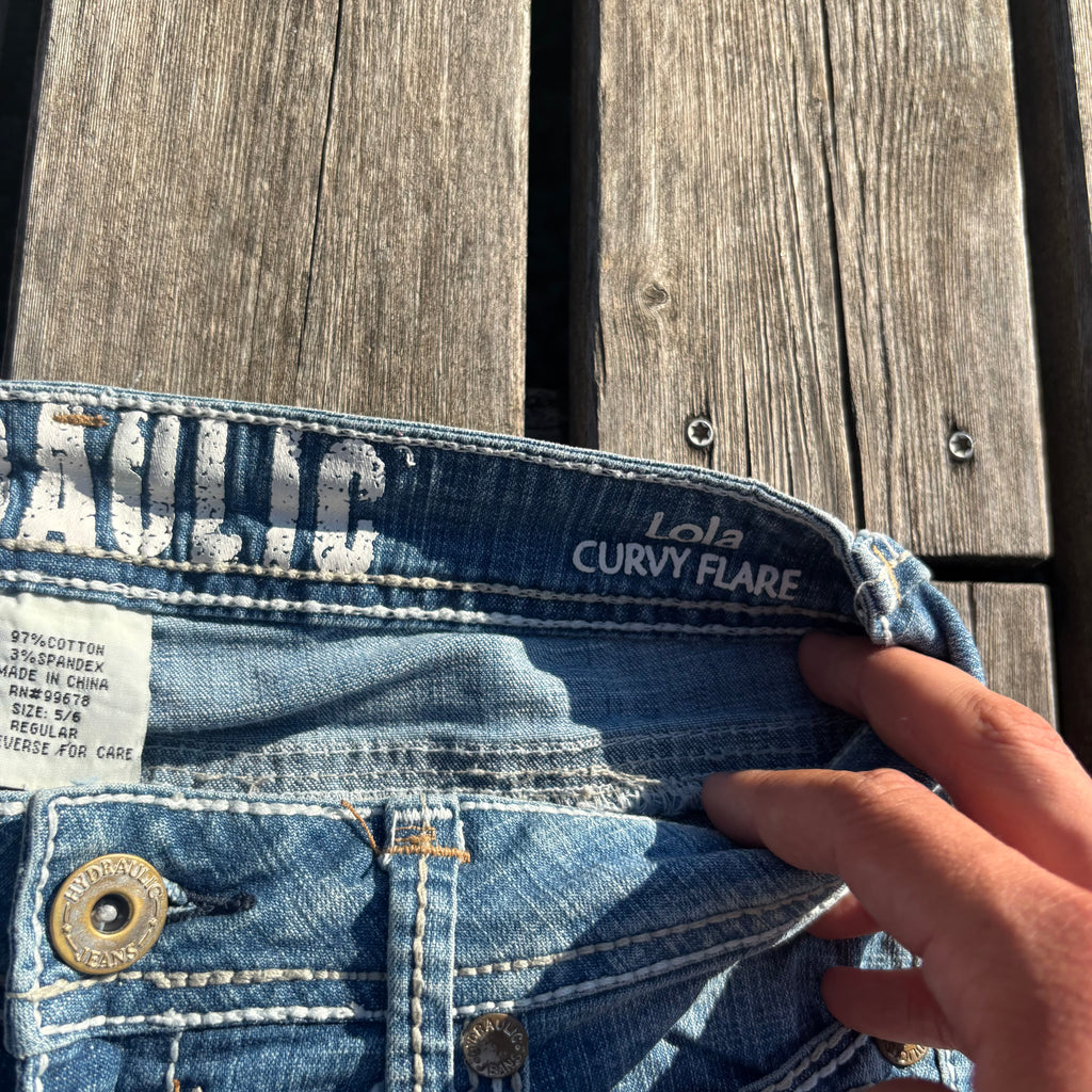 Süße Y2K Lowwaist Bootcut Jeans mit tollen Backprint XS-S /women 00s 90s vintage baddie S73