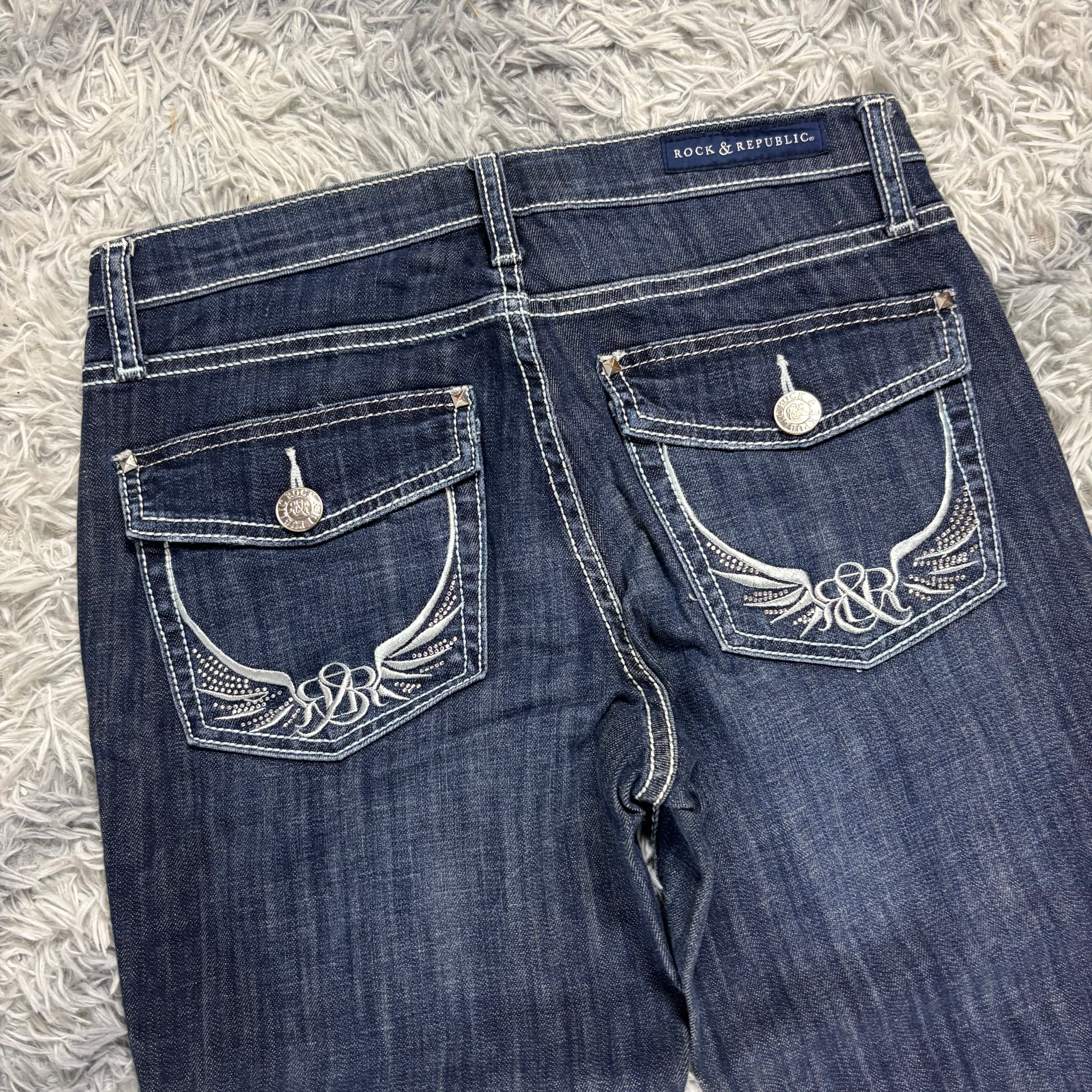 Y2K Lowwaist Bootcut Jeans mit Backprint /women 00s 90s vintage baddie (S-M) /S30