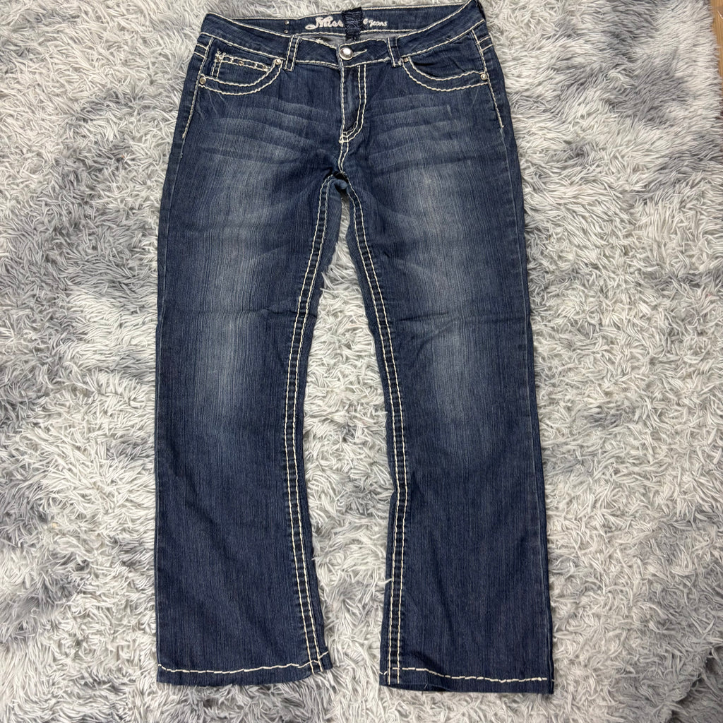 Y2K Lowwaist Bootcut Jeans mit Backprint /women 00s 90s vintage baddie (L-XL) S26