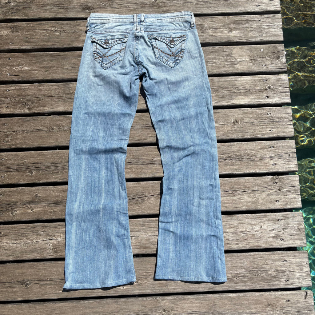 Süße Y2K Lowwaist Bootcut Jeans mit tollen Backprint /women 00s 90s vintage baddie (S100) M