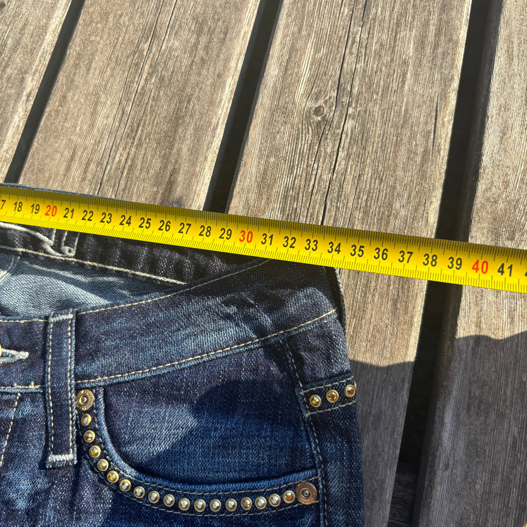 Süße Y2K Lowwaist Bootcut Jeans mit tollen Backprint /women 00s 90s vintage baddie (XXS-XS) S85