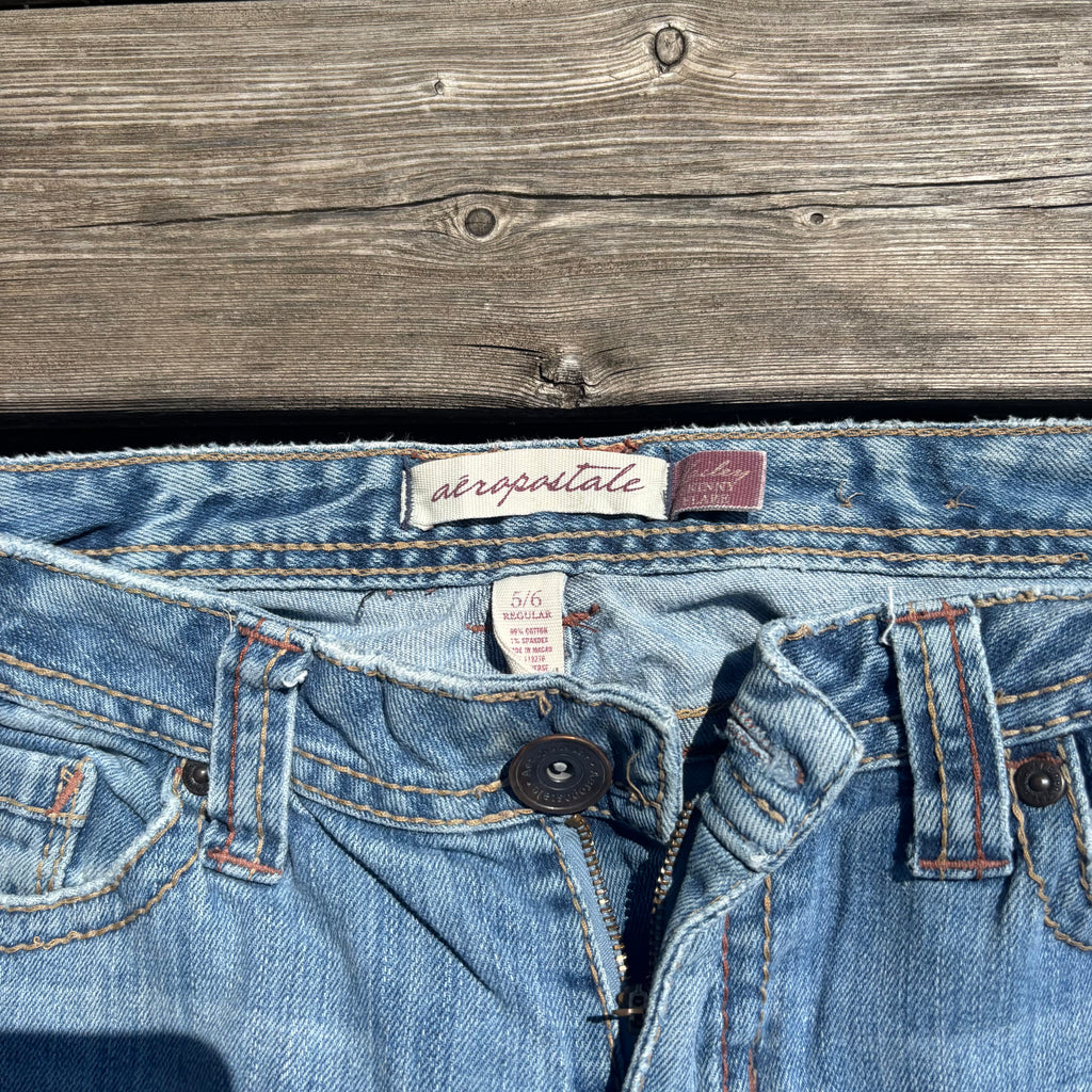 Süße Y2K Lowwaist Bootcut Jeans mit tollen Backprint /women 00s 90s vintage baddie (S) 104