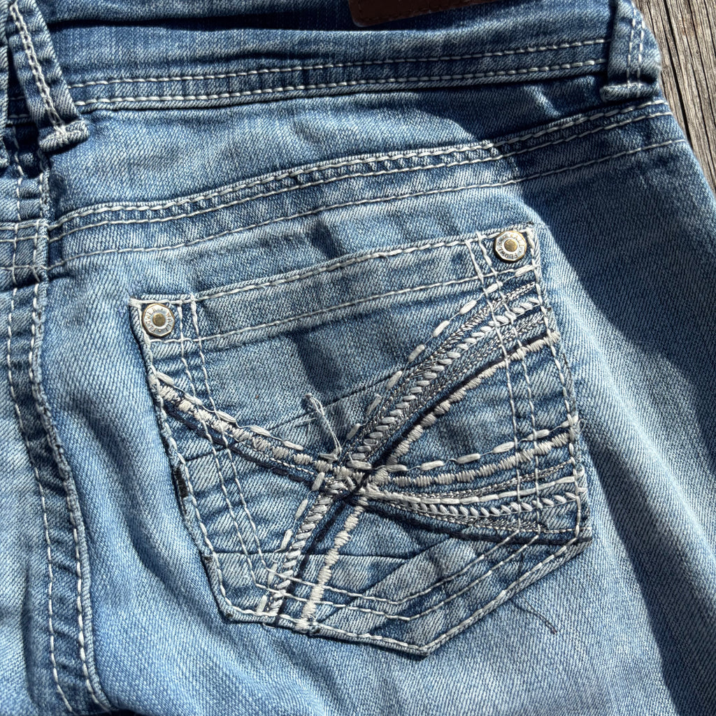 Süße Y2K Lowwaist Bootcut Jeans mit tollen Backprint /women 00s 90s vintage baddie (XS) S60
