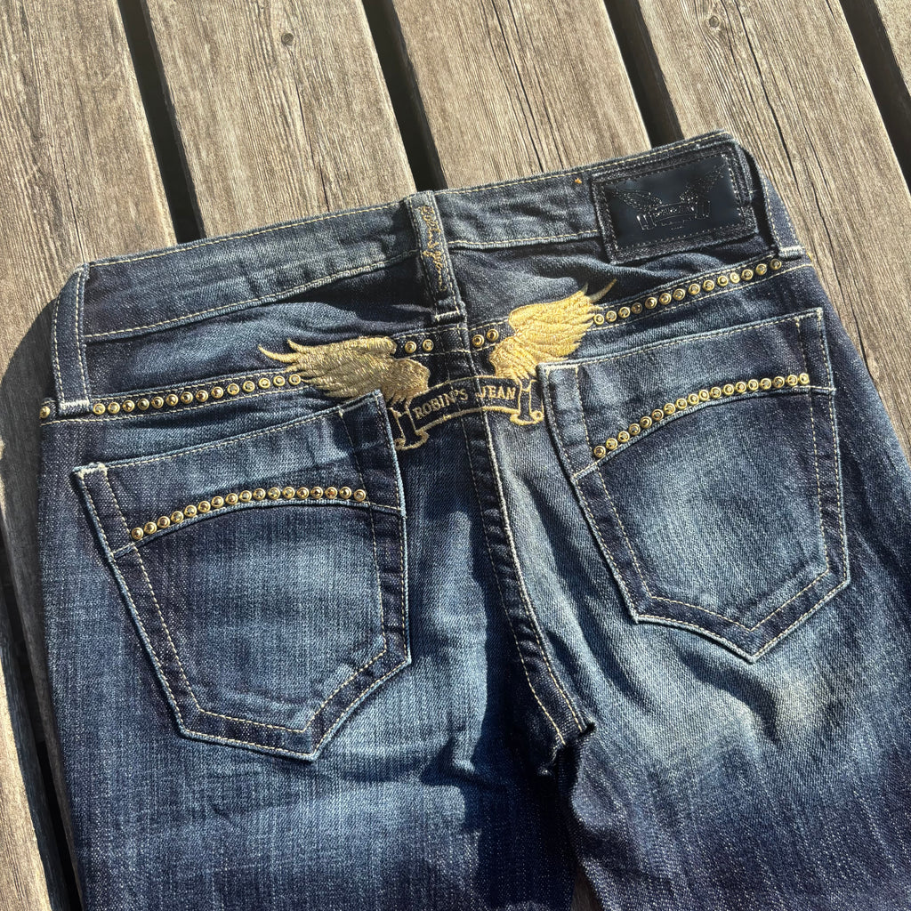 Süße Y2K Lowwaist Bootcut Jeans mit tollen Backprint /women 00s 90s vintage baddie (XXS-XS) S85