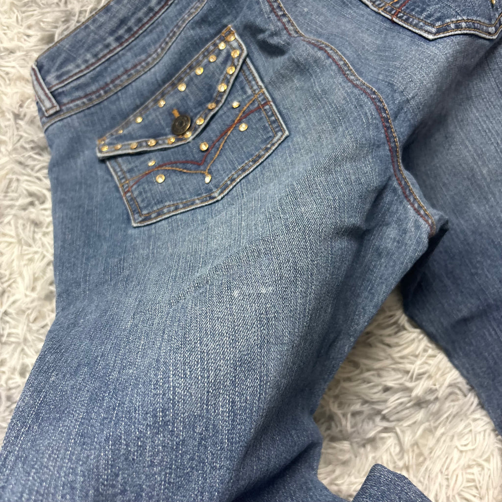 Y2K Lowwaist Bootcut Jeans mit Backprint /women 90s 00s vintage baddie (XL) S24