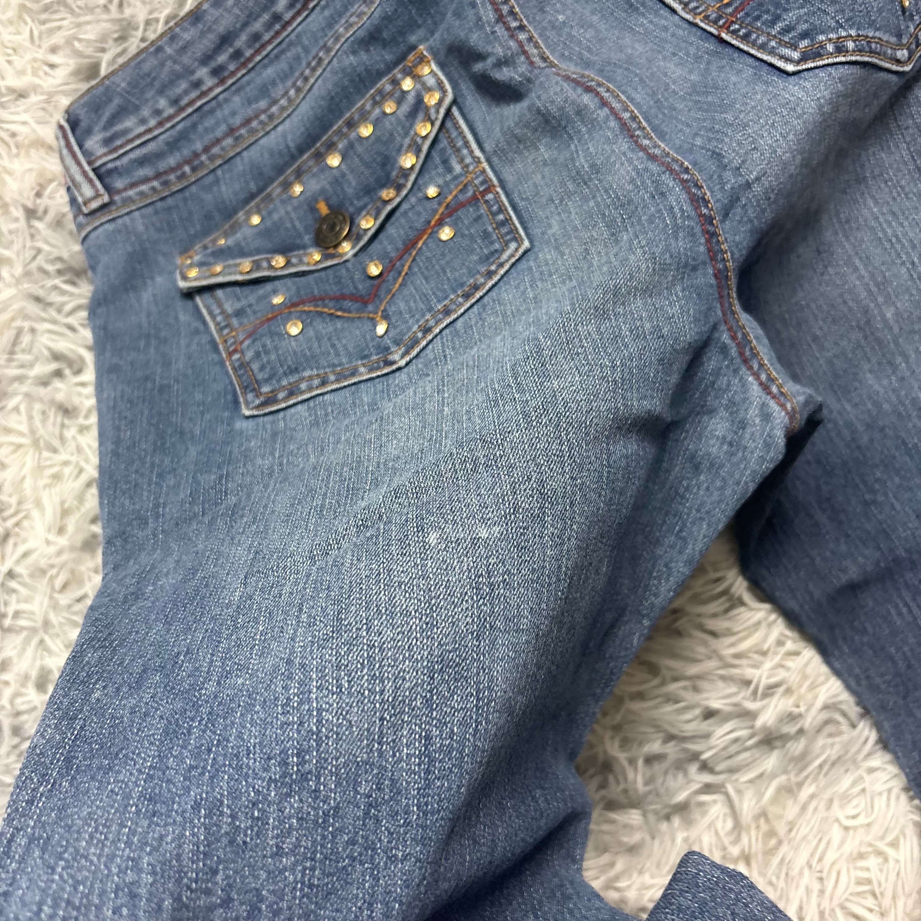 Y2K Lowwaist Bootcut Jeans mit Backprint /women 90s 00s vintage baddie (XL) S24