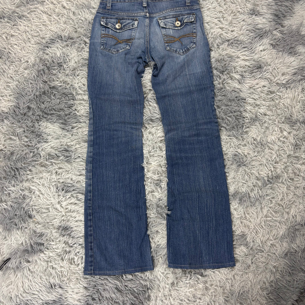 Y2K Lowwaist Bootcut Jeans mit Backprint /women 90s 00s vintage baddie (XXS-XS) S25