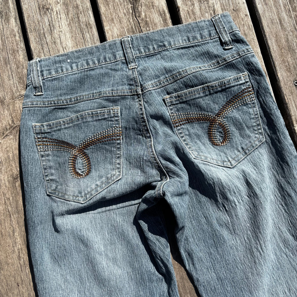 Süße Y2K Vintage Jeans mit Backprint für Frauen / streetwear women vintage 90s 00s (XXXS-XXS) (S38)